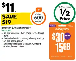 Woolworths amaysim $30 Starter Pack offer