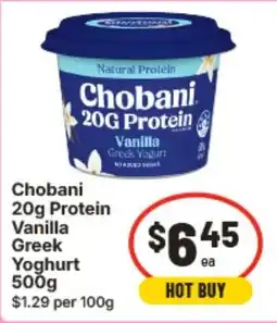 IGA Chobani 20g Protein Vanilla Greek Yoghurt offer