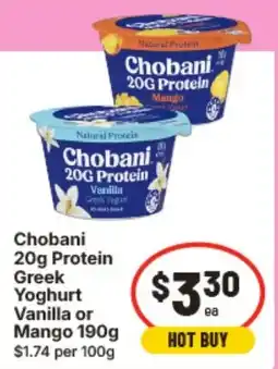 IGA Chobani 20g Protein Greek Yoghurt offer