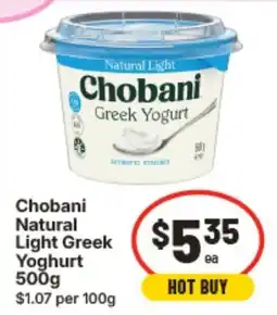 IGA Chobani Natural Light Greek Yoghurt offer