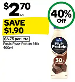 Woolworths Pauls Plus+ Protein Milk offer