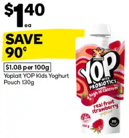 Woolworths Yoplait YOP Kids Yoghurt Pouch offer