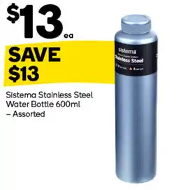 Woolworths Sistema Stainless Steel Water Bottle offer