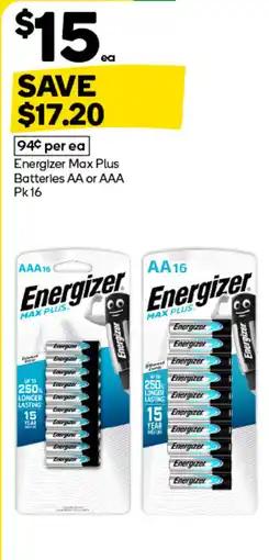 Woolworths Energizer Max Plus Batteries AA or AAA offer
