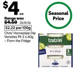 Woolworths Chris' Homestyle Dip Varieties offer