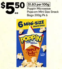 Woolworths Poppin Microwave Popcorn Mini Size Snack Bags offer