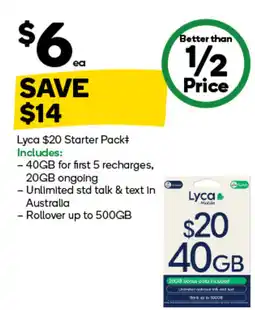 Woolworths Lyca $20 Starter Pack offer