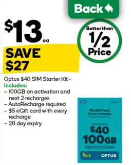 Woolworths Optus $40 SIM Starter Kit offer