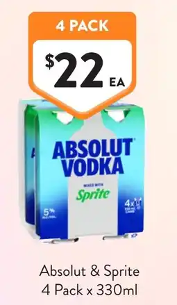 Foodworks Absolut & Sprite offer