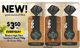 Drakes Drakes High Fibre Sandwich Bread offer