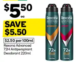 Woolworths Rexona Advanced 72H Antiperspirant Deodorant offer