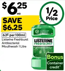 Woolworths Listerine Freshburst Antibacterial Mouthwash offer