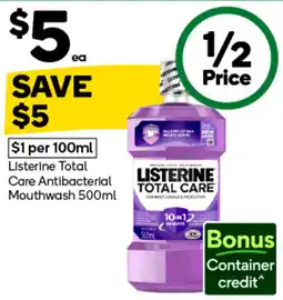 Woolworths Listerine Total Care Antibacterial Mouthwash offer