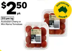 Woolworths Australian Cherry or Mini Roma Tomatoes offer