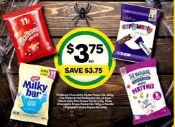 Woolworths Cadbury Chocolate Share Packs, The Natural Confectionery Co. or Sour Patch Kids Mini Share Packs offer