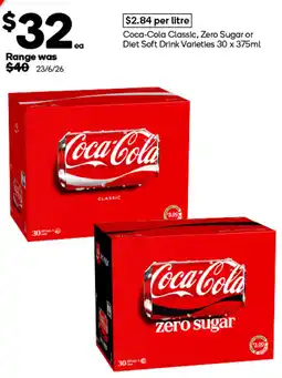 Woolworths Coca-Cola Classic, Zero Sugar or Diet Soft Drink Varieties offer