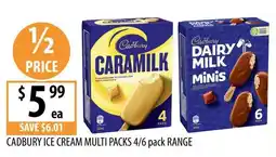 Supabarn Cadbury Ice Cream Multi Packs 4/6 pack Range offer