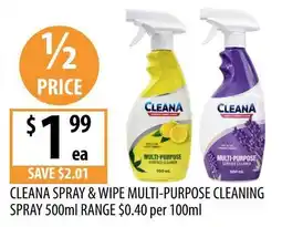 Supabarn Cleana Spray & Wipe Multi-Purpose Cleaning Spray offer