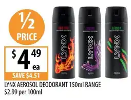 Supabarn Lynx Aerosol Deodorant offer