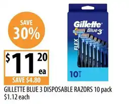 Supabarn Gillette Blue 3 Disposable Razors offer