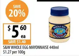 Supabarn S&W Whole Egg Mayonnaise offer