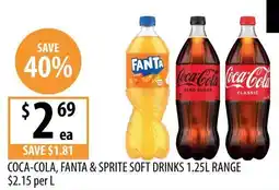 Supabarn Coca-Cola, Fanta & Sprite Soft Drinks 1.25L Range offer