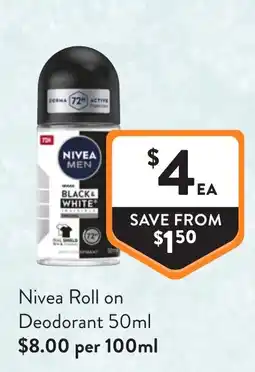 Foodworks Nivea Roll on Deodorant offer