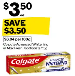 Woolworths Colgate Advanced Whitening Toothpaste offer