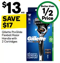 Woolworths Gillette ProGlide Flexball Razor Handle with 2 Cartridges offer
