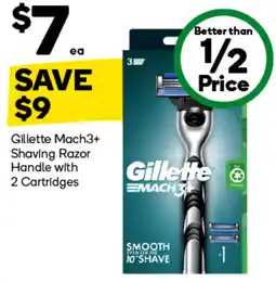 Woolworths Gillette Mach3+ Shaving Razor Handle with 2 Cartridges offer