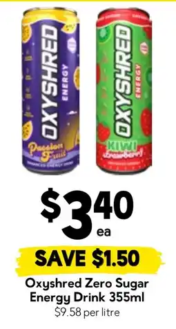 Drakes Oxyshred Zero Sugar Energy Drink offer