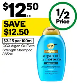 Woolworths OGX Argan Oil Extra Strength Shampoo offer
