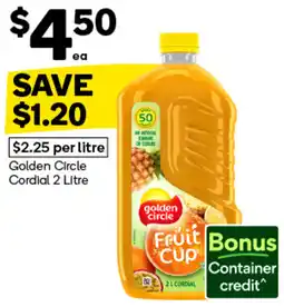 Woolworths Golden Circle Cordial offer