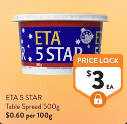 Foodworks ETA 5 STAR Table Spread offer
