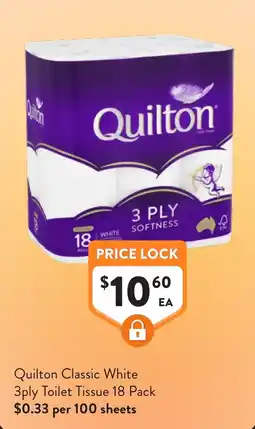 Foodworks Quilton Classic White 3ply Toilet Tissue offer