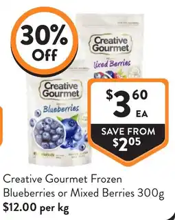 Foodworks Creative Gourmet Frozen Blueberries or Mixed Berries offer