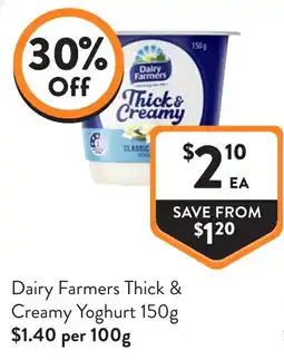 Foodworks Dairy Farmers Thick & Creamy Yoghurt offer