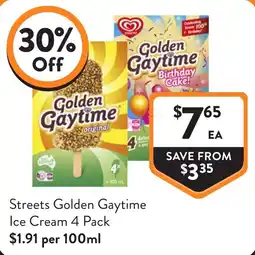 Foodworks Streets Golden Gaytime Ice Cream 4 Pack offer