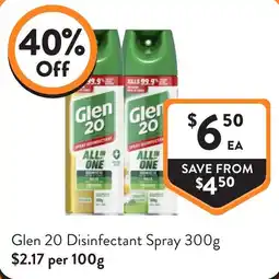 Foodworks Glen 20 Disinfectant Spray offer