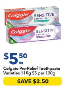 Ritchies Colgate Pro-Relief Toothpaste Varieties offer