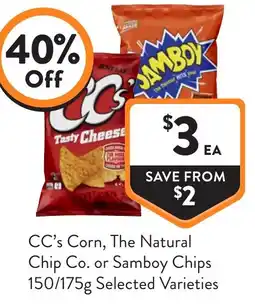 Foodworks CC's Corn, The Natural Chip Co. or Samboy Chips offer