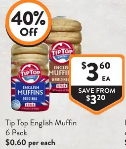 Foodworks Tip Top English Muffin offer