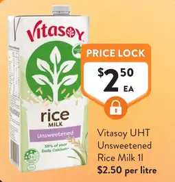 Foodworks Vitasoy UHT Unsweetened Rice Milk offer