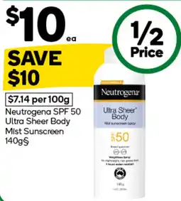 Woolworths Neutrogena Ultra Sheer Body Mist Sunscreen offer