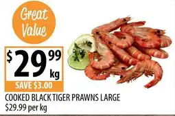 Supabarn Cooked Black Tiger Prawns Large offer