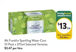 Foodworks Mt Franklin Sparkling Water Cans offer