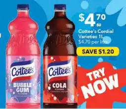 Ritchies Cottees Cordial Varieties offer