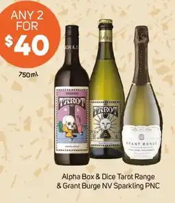 Foodland Alpha Box & Dice Tarot Range & Grant Burge NV Sparkling PNC offer