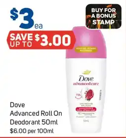 Foodland Dove Advanced Roll On Deodorant offer