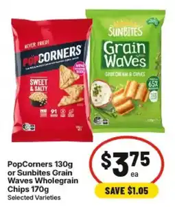 IGA PopCorners or Sunbites Grain Waves Wholegrain Chips offer